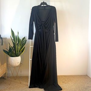 Long v neck long sleeve maxi dress